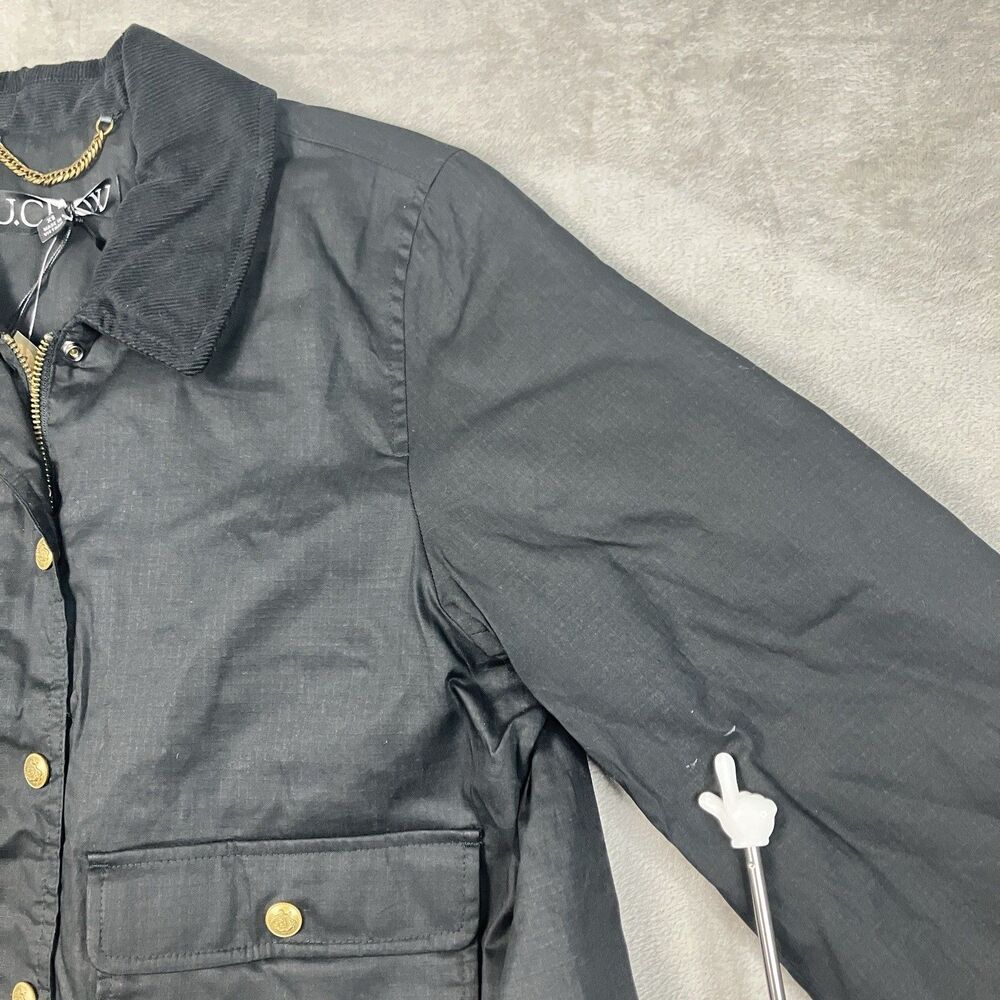 J Crew Barn Jacket Cropped WMNS XS Black Ripstop Cotton Corduroy Primaloft CN056 - Picture 6 of 16